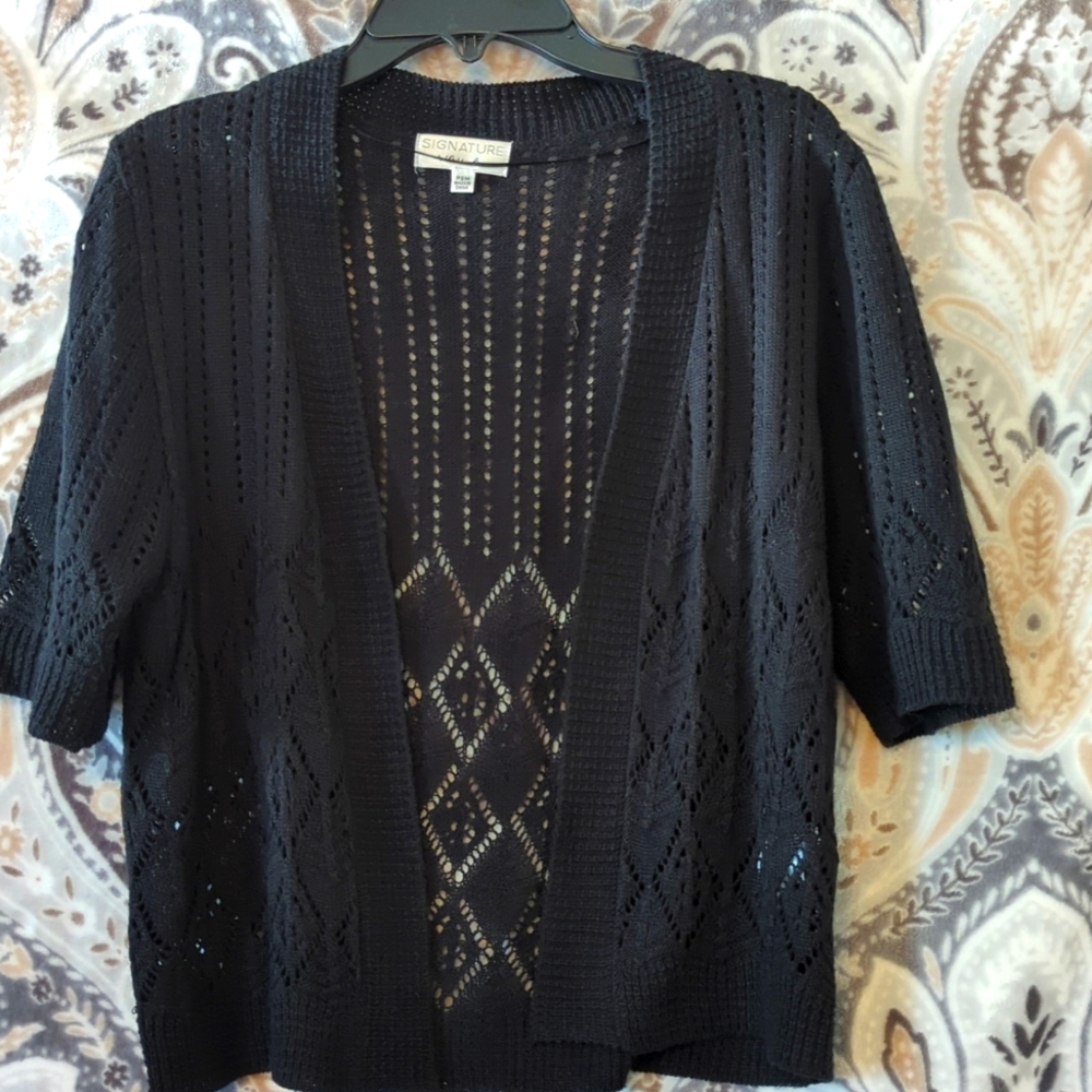 Black Crochet Short Sweater